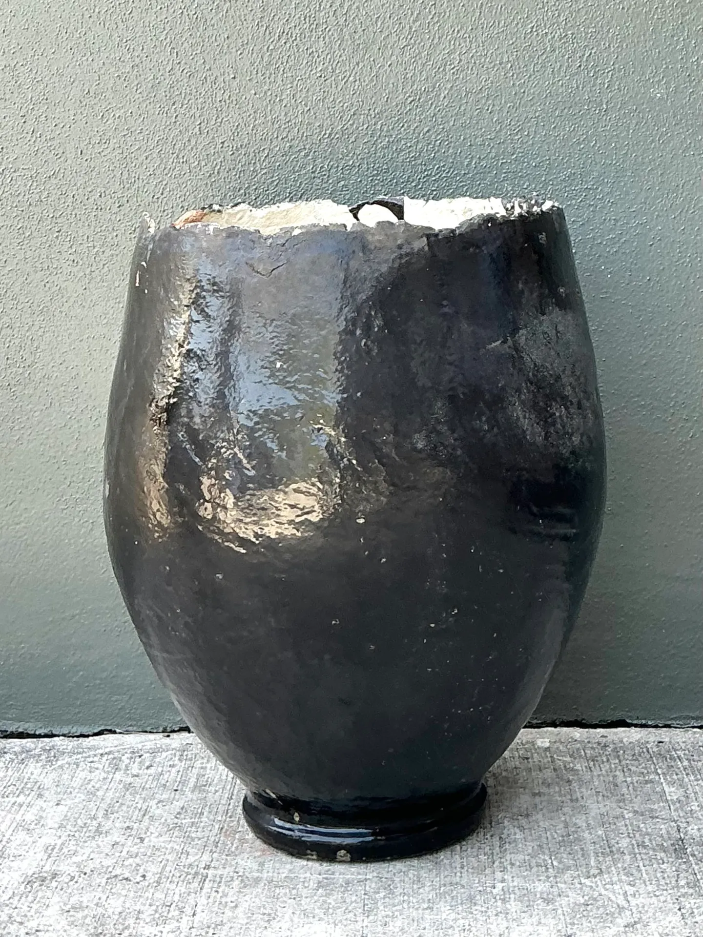 Vintage Large Black Ceramic Floor Vase — additional photo 1