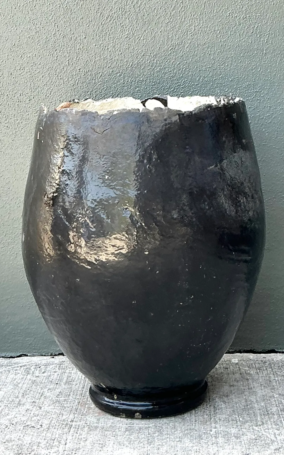 Vintage Large Black Ceramic Floor Vase