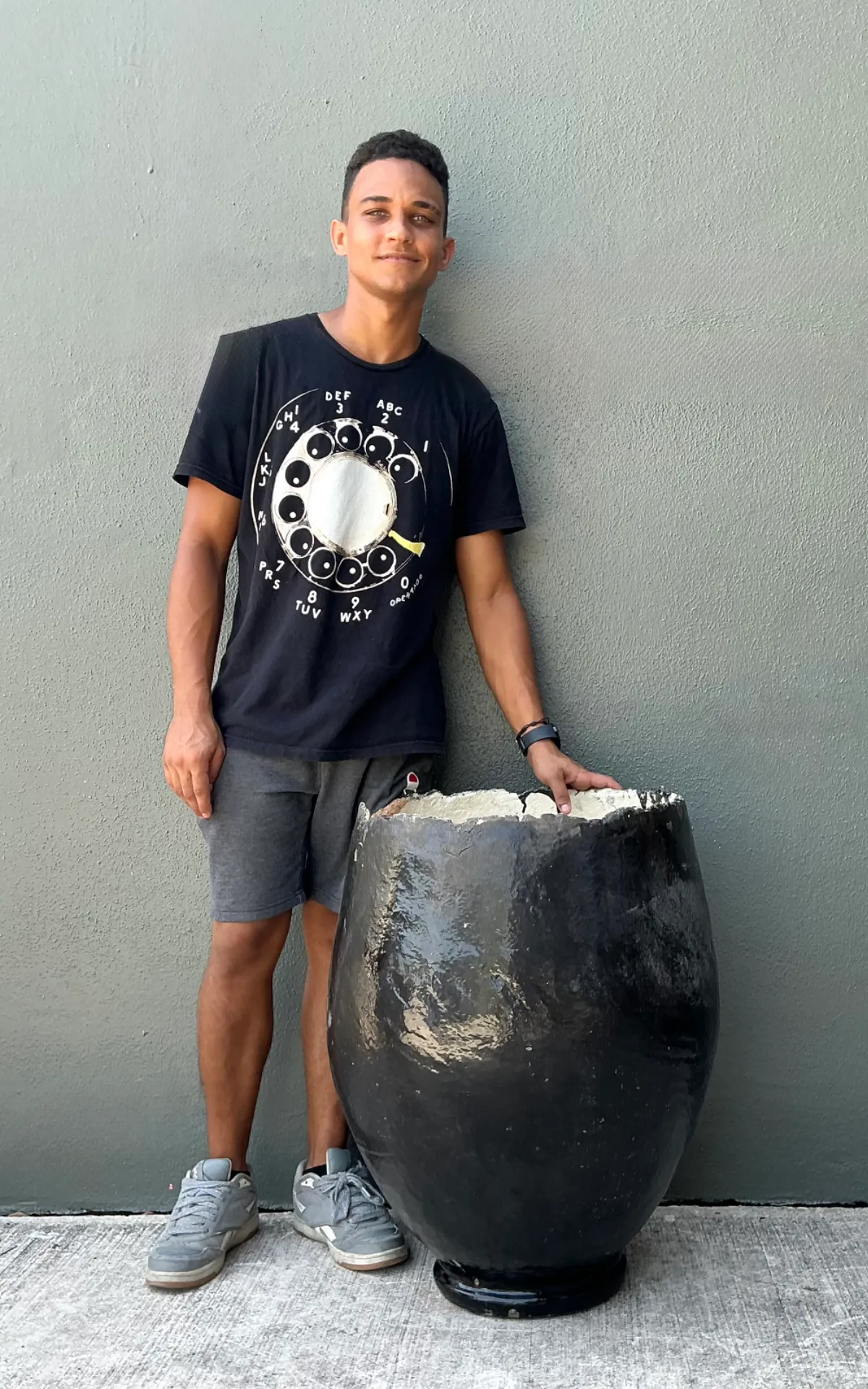 Vintage Large Black Ceramic Floor Vase — additional photo 6