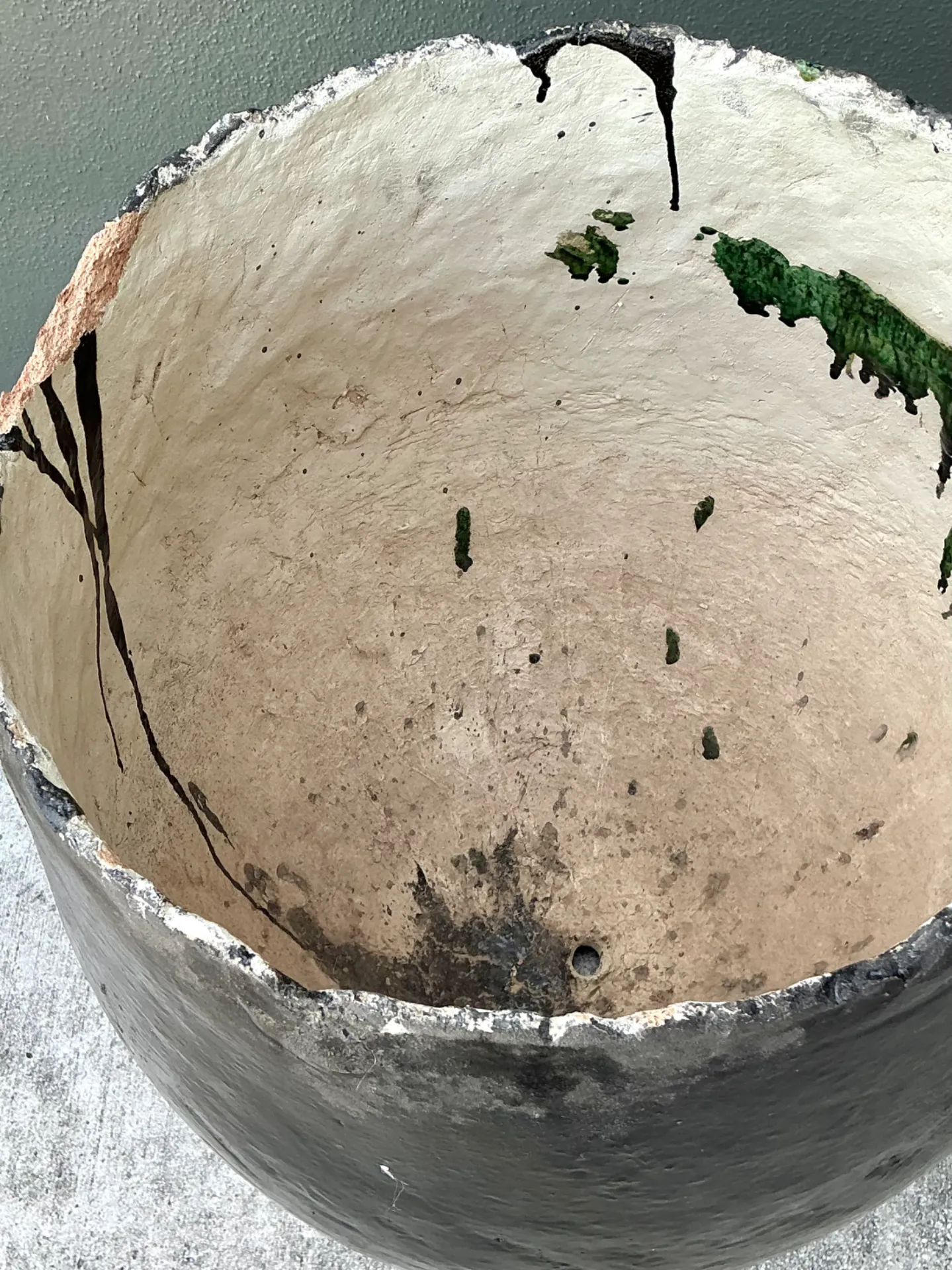 Vintage Large Black Ceramic Floor Vase — additional photo 2
