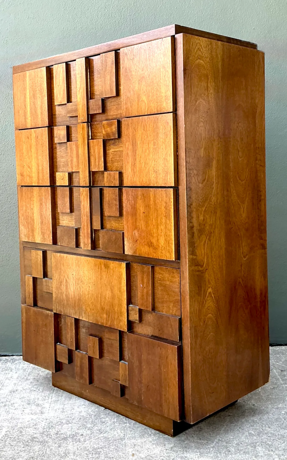 Vintage Lane “Mosaics” Brutalist Tall Chest Of Drawers — additional photo 4