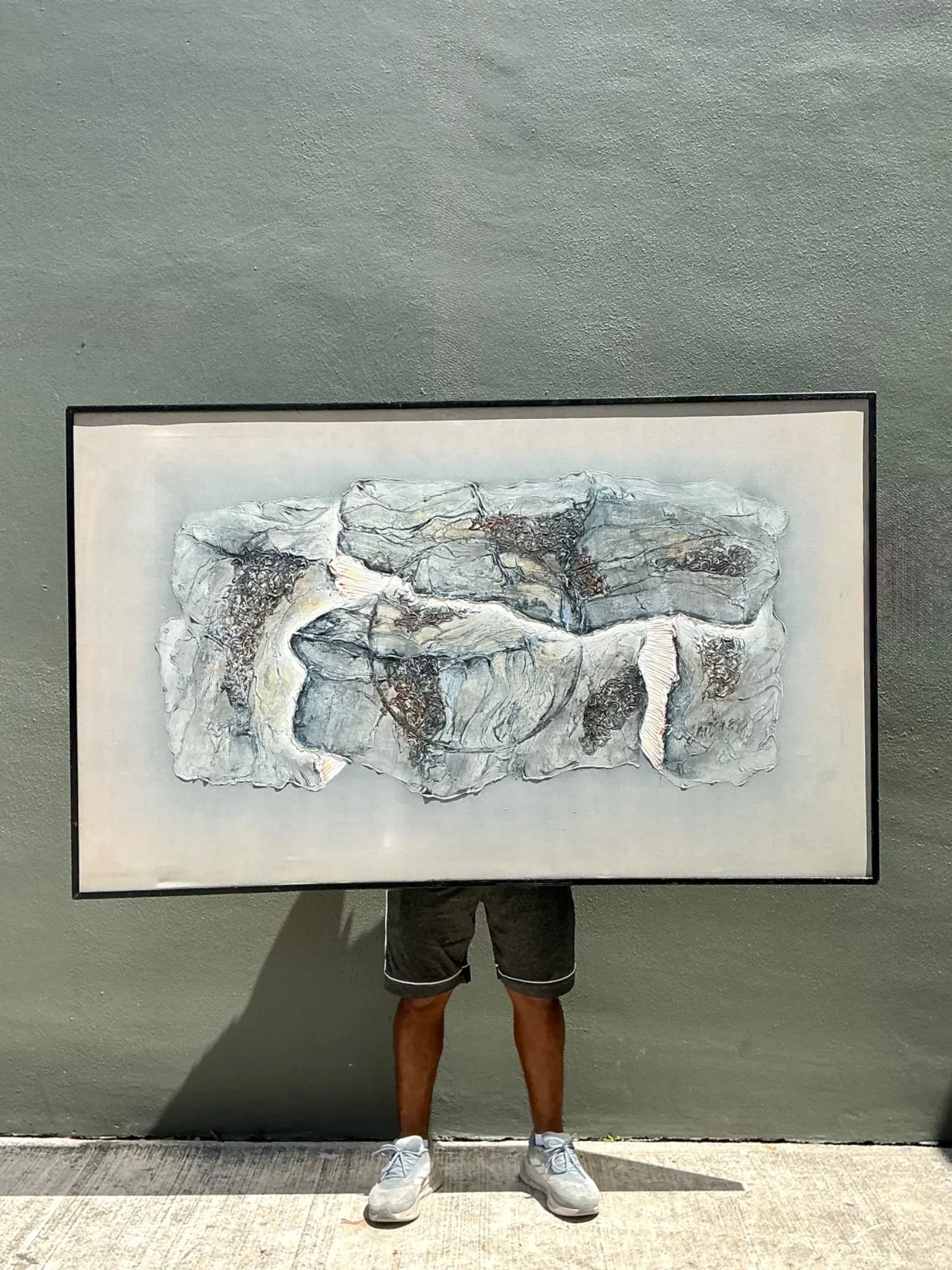 Vintage Mixed Media Abstract Relief Painting — additional photo 5