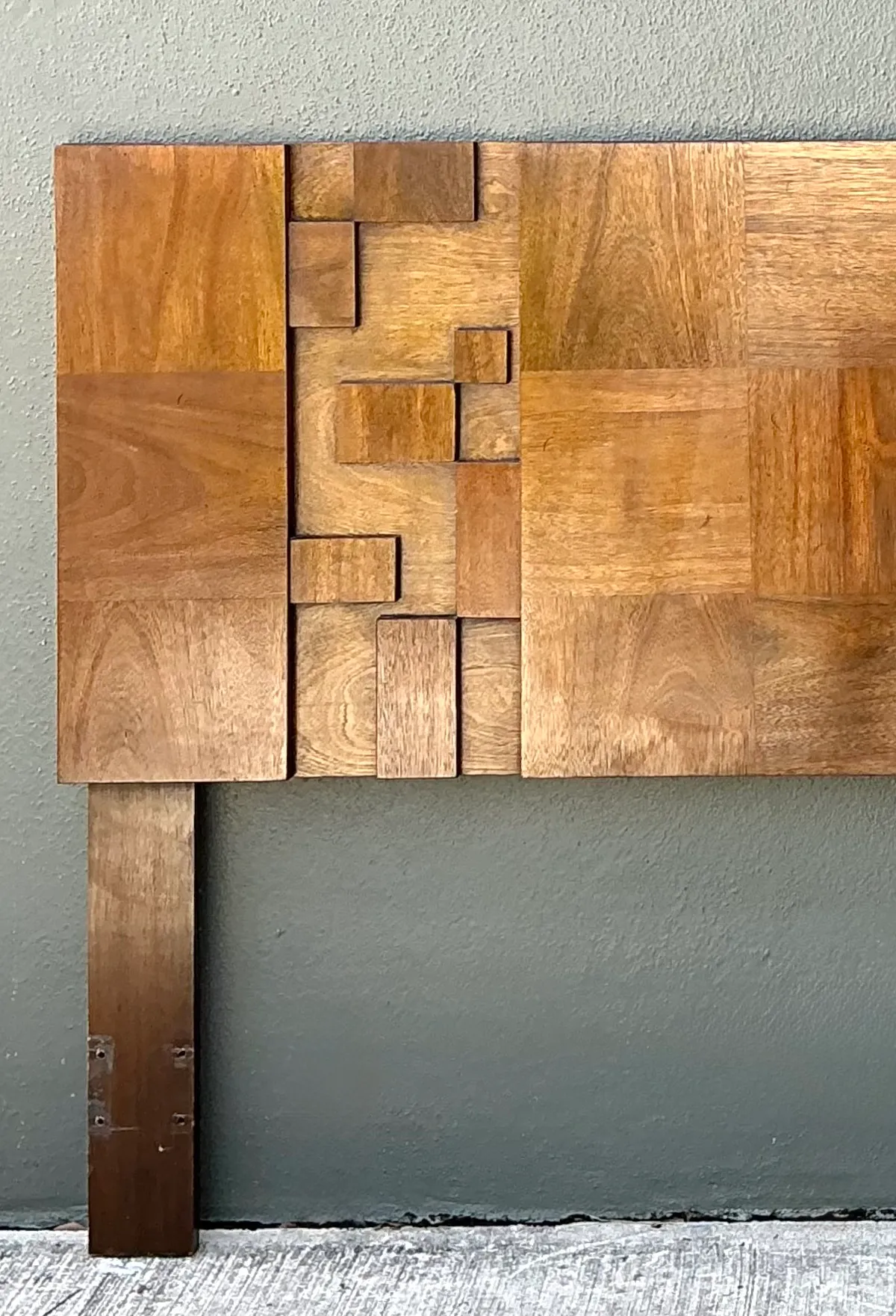 Vintage Lane “Mosaics” Brutalist Wood Queen Headboard — additional photo 5