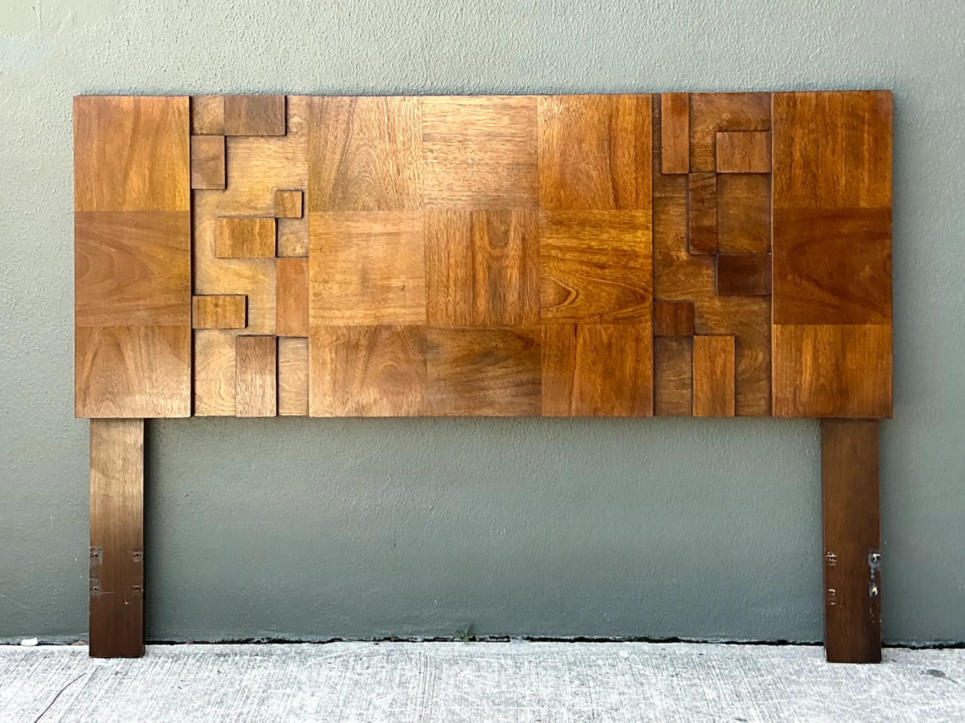 Vintage Lane “Mosaics” Brutalist Wood Queen Headboard — additional photo 4
