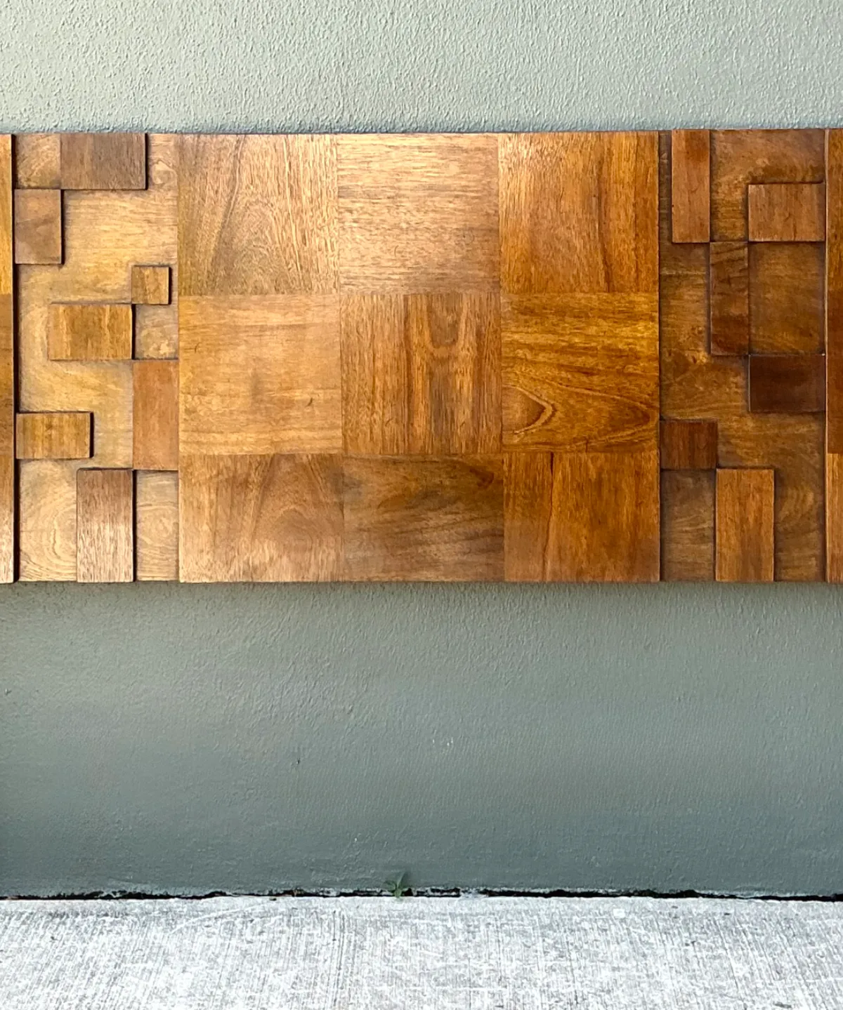 Vintage Lane “Mosaics” Brutalist Wood Queen Headboard — additional photo 4