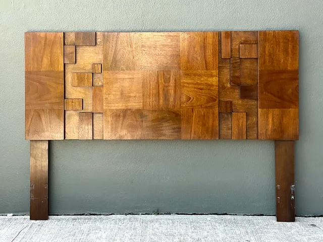 Vintage Lane “Mosaics” Brutalist Wood Queen Headboard — additional photo 4