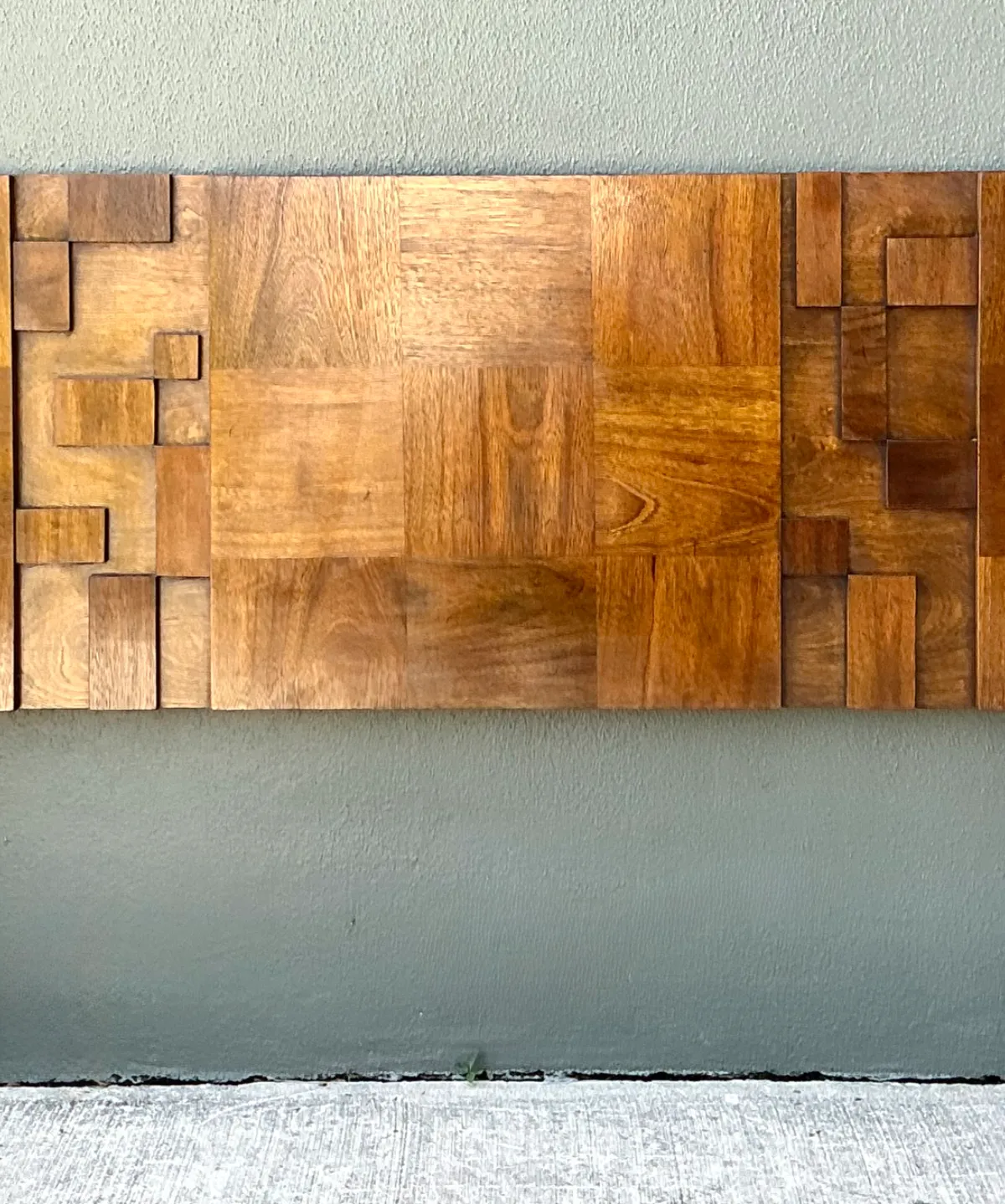 Vintage Lane “Mosaics” Brutalist Wood Queen Headboard — additional photo 7