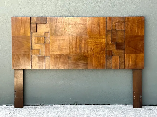 Vintage Lane “Mosaics” Brutalist Wood Queen Headboard — additional photo 7
