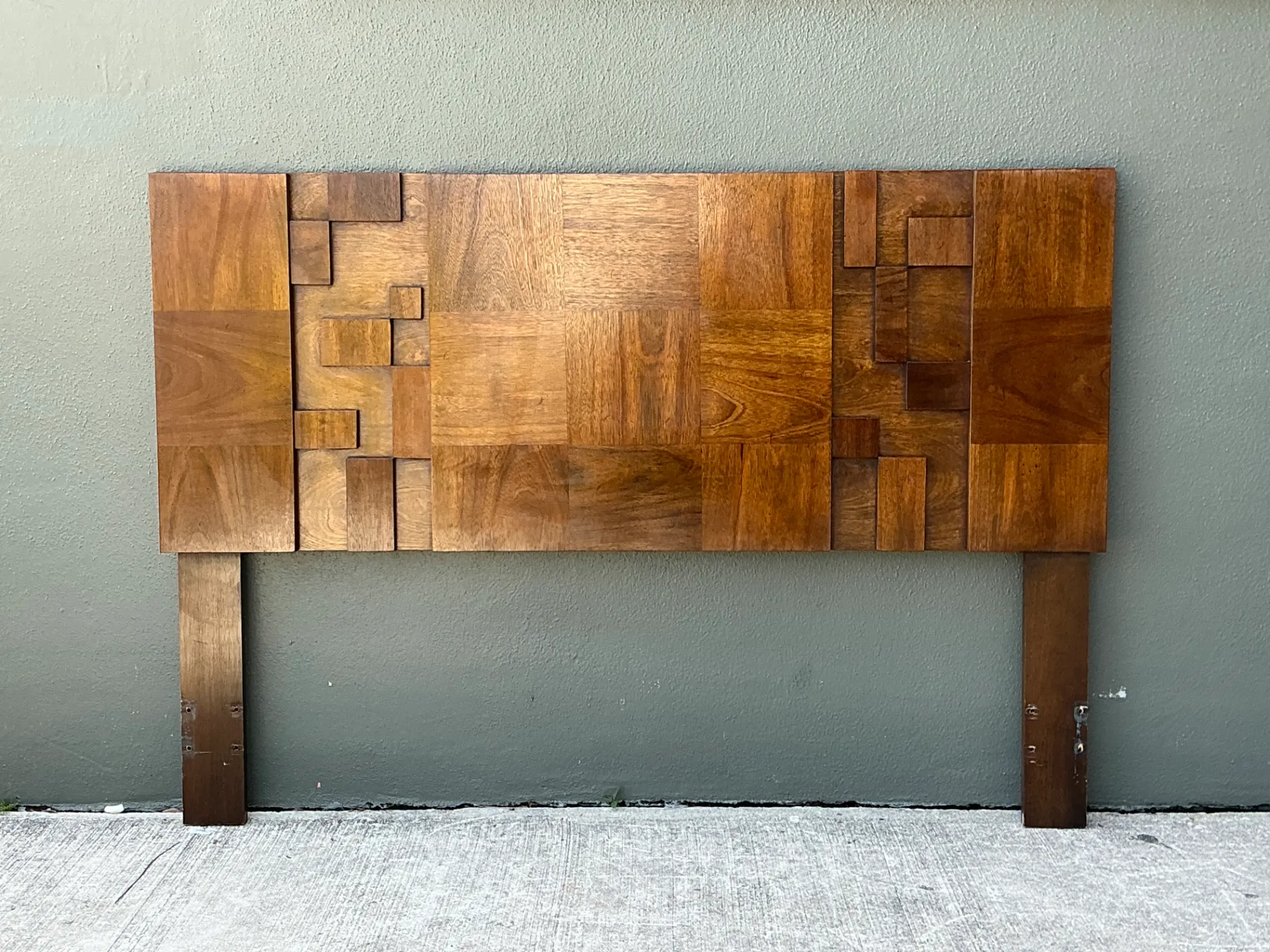 Vintage Lane “Mosaics” Brutalist Wood Queen Headboard — additional photo 8
