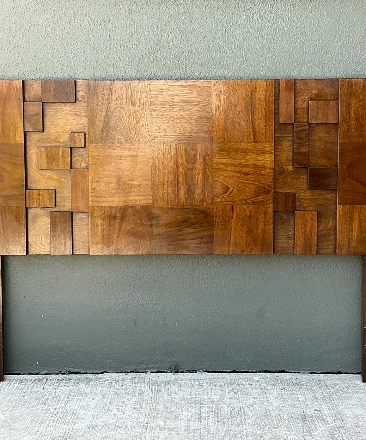 Vintage Lane “Mosaics” Brutalist Wood Queen Headboard — additional photo 8
