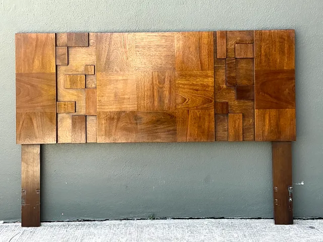 Vintage Lane “Mosaics” Brutalist Wood Queen Headboard — additional photo 1