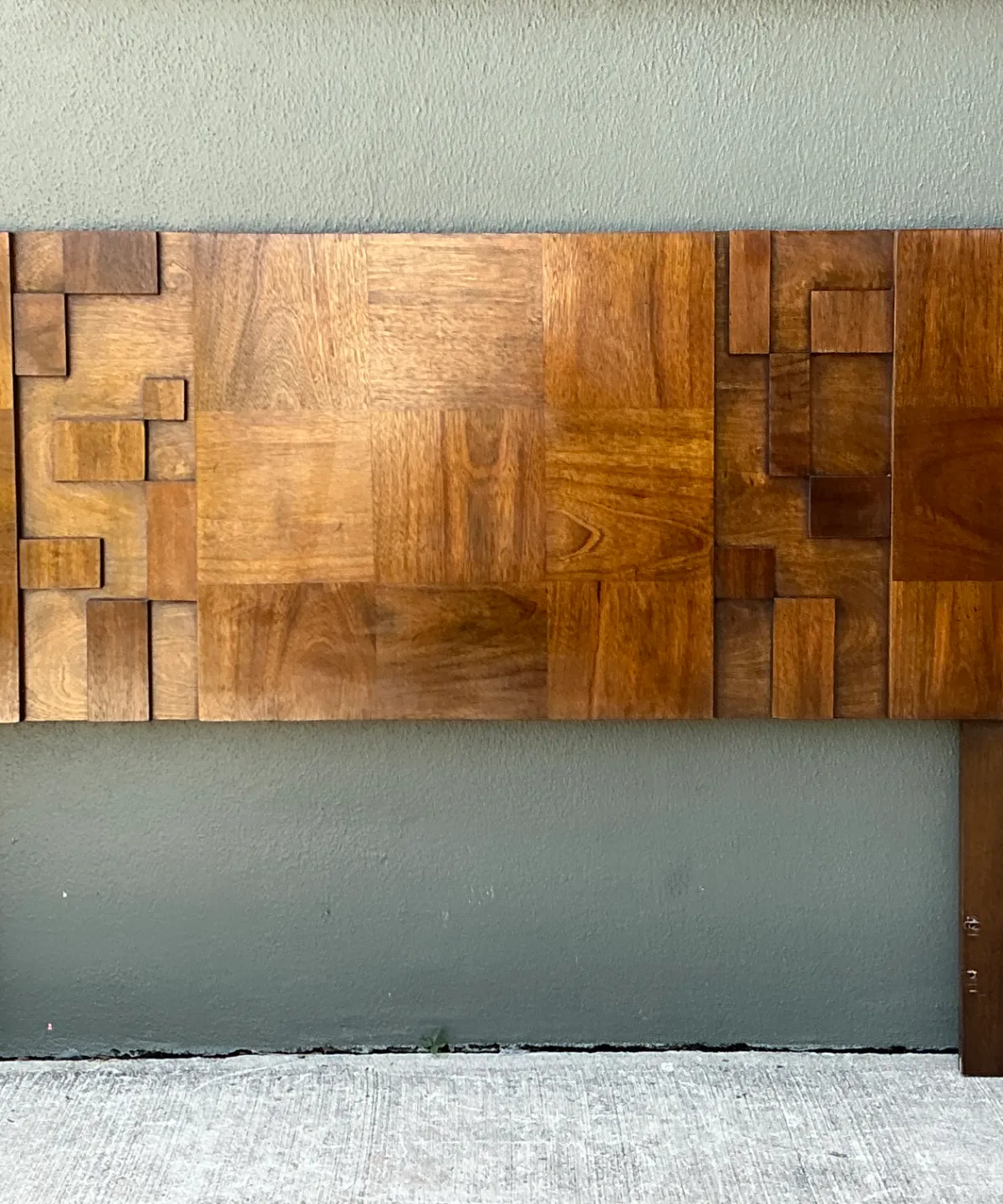 Vintage Lane “Mosaics” Brutalist Wood Queen Headboard — additional photo 2