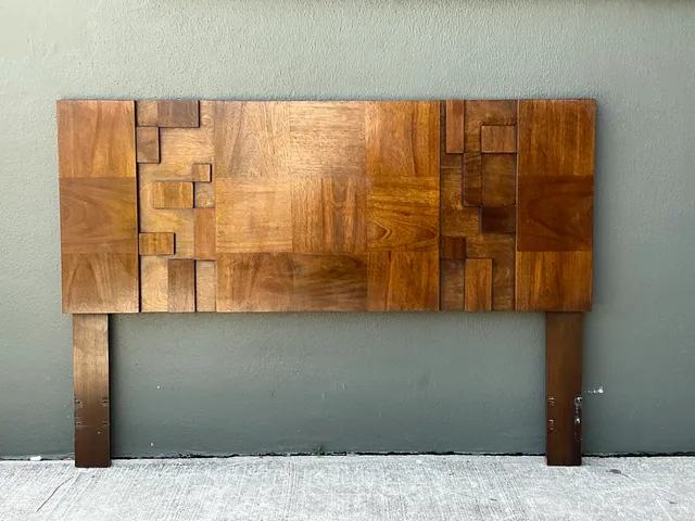 Vintage Lane “Mosaics” Brutalist Wood Queen Headboard — additional photo 2