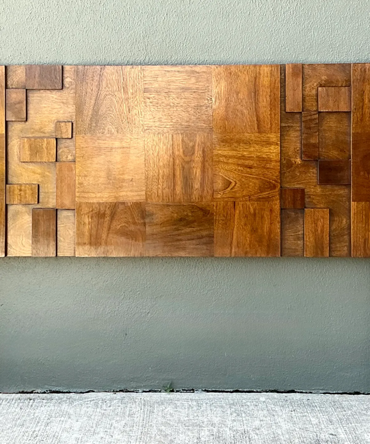 Vintage Lane “Mosaics” Brutalist Wood Queen Headboard — additional photo 3
