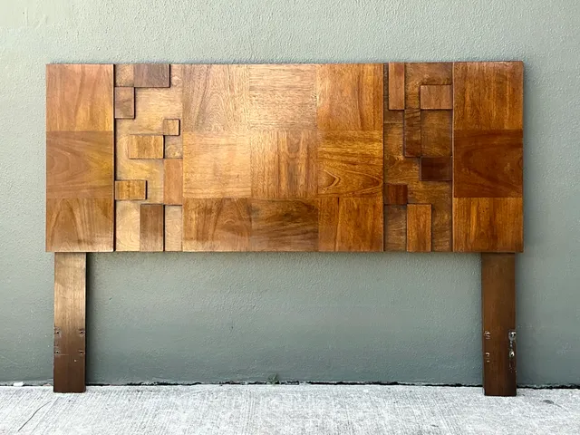 Vintage Lane “Mosaics” Brutalist Wood Queen Headboard — additional photo 3