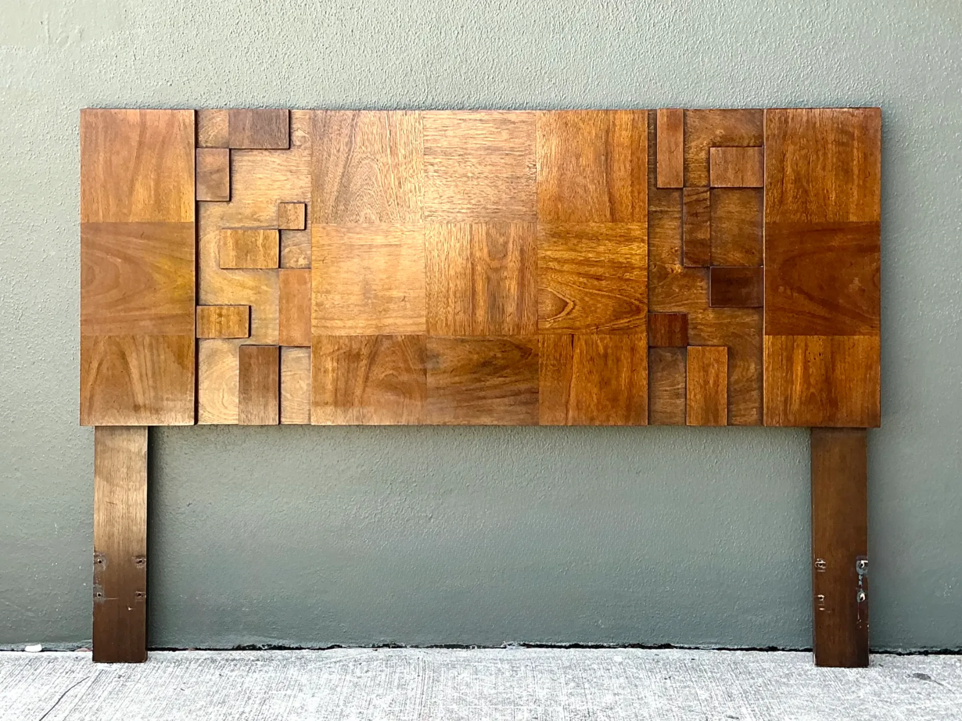 Vintage Lane “Mosaics” Brutalist Wood Queen Headboard — additional photo 6