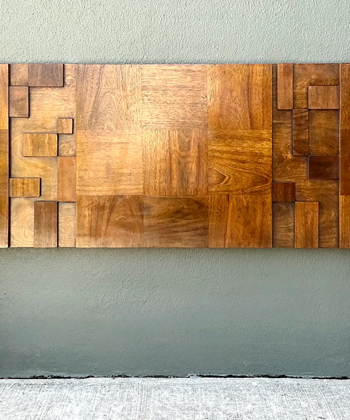 Vintage Lane “Mosaics” Brutalist Wood Queen Headboard — additional photo 6