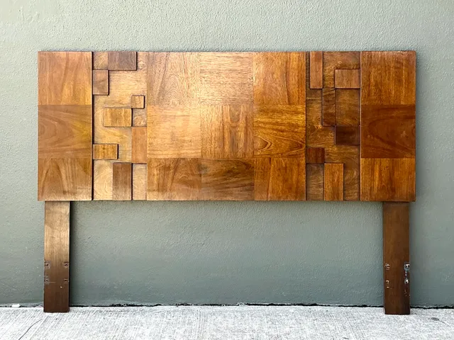 Vintage Lane “Mosaics” Brutalist Wood Queen Headboard — additional photo 6
