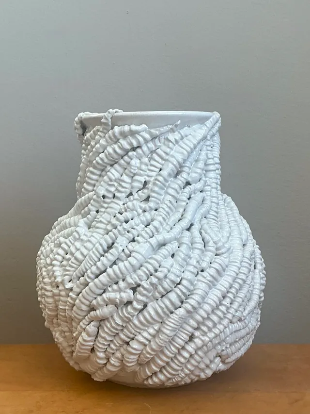 Handcrafted Kass O’Brien Textured Ceramic Vase — additional photo 2