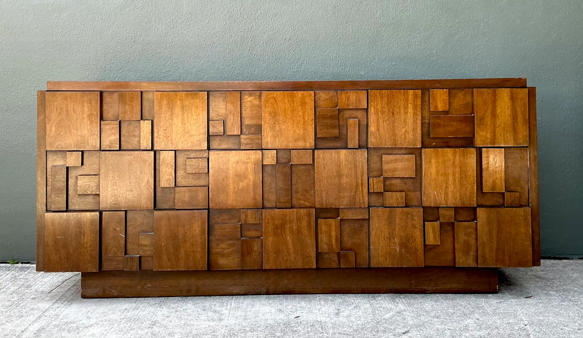 Vintage Lane Brutalist “Mosaics” Geometric Wood Credenza — additional photo 1