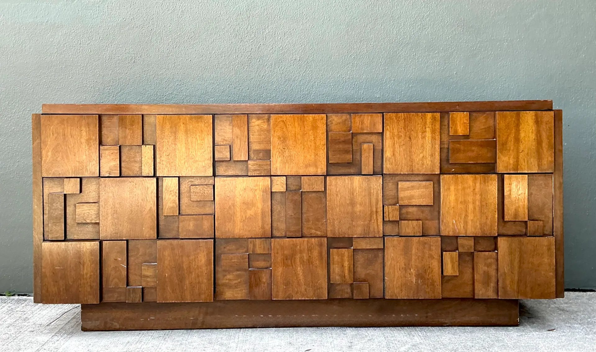 Vintage Lane Brutalist “Mosaics” Geometric Wood Credenza — additional photo 3