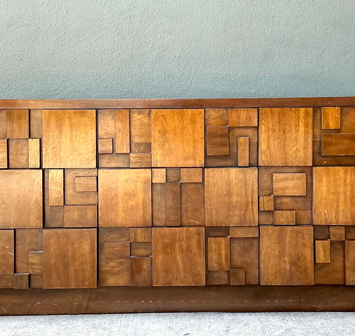 Vintage Lane Brutalist “Mosaics” Geometric Wood Credenza — additional photo 3