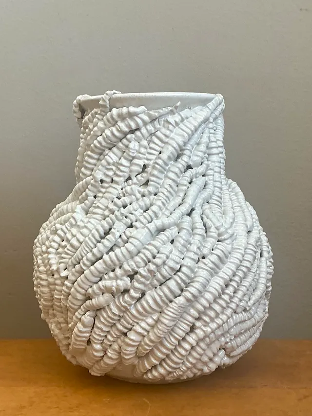 Handcrafted Kass O’Brien Textured Ceramic Vase — additional photo 4