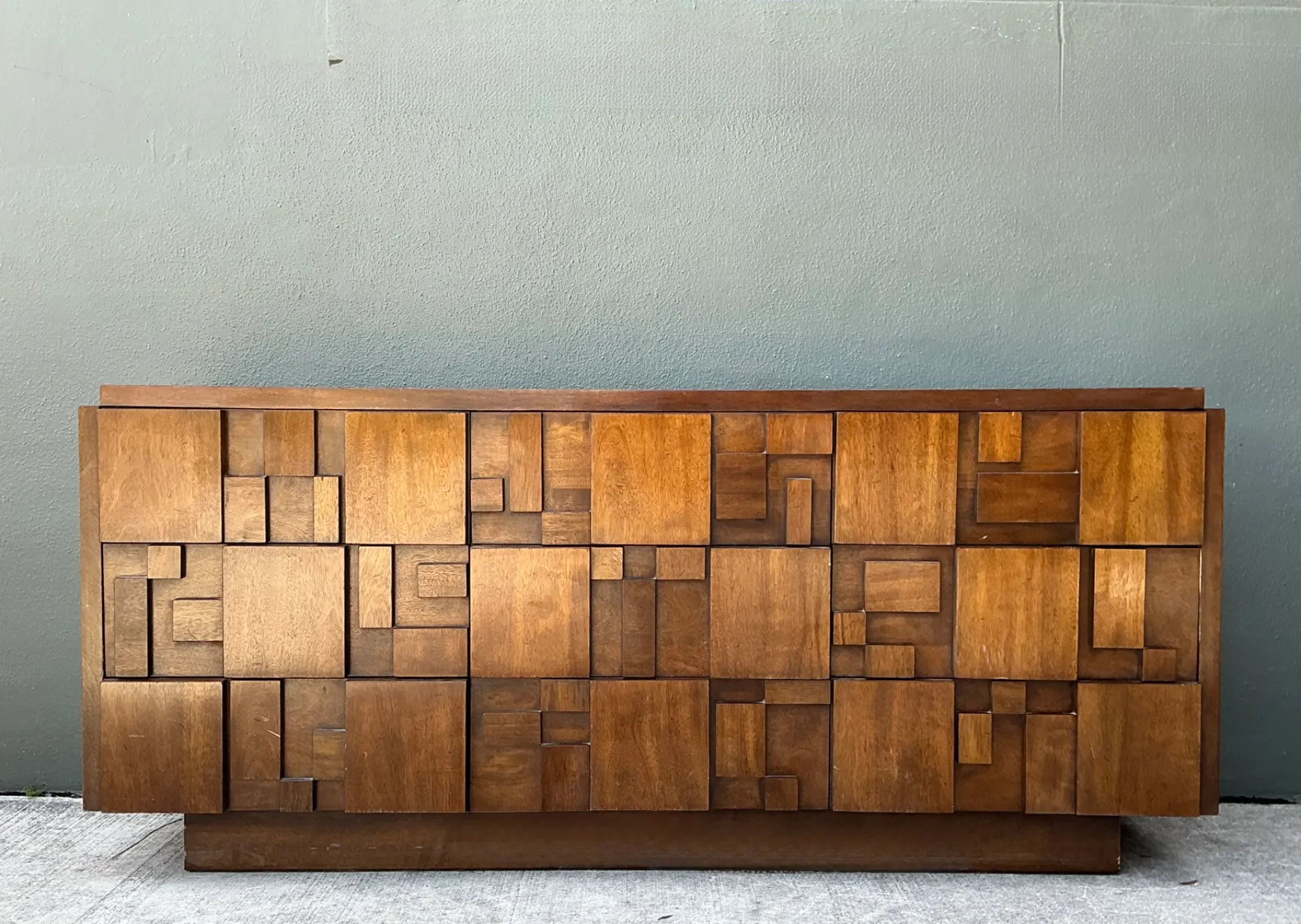 Vintage Lane Brutalist “Mosaics” Geometric Wood Credenza — additional photo 5