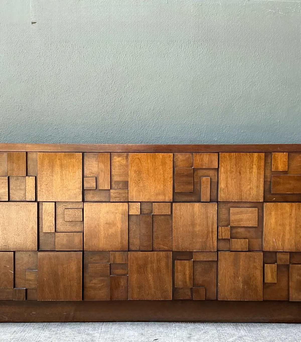 Vintage Lane Brutalist “Mosaics” Geometric Wood Credenza — additional photo 5
