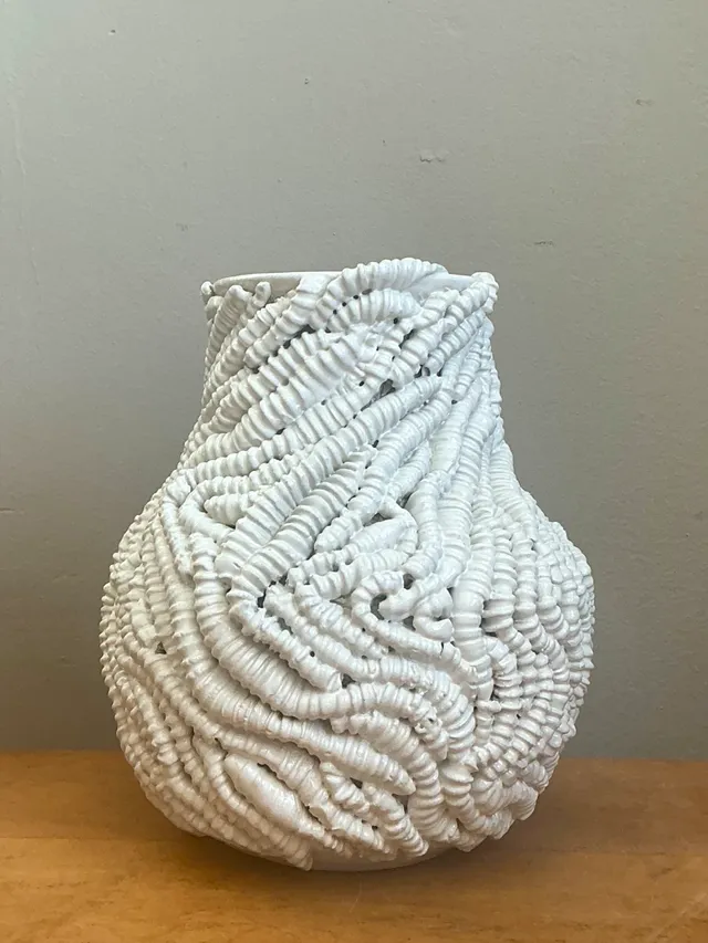 Handcrafted Kass O’Brien Textured Ceramic Vase — additional photo 7