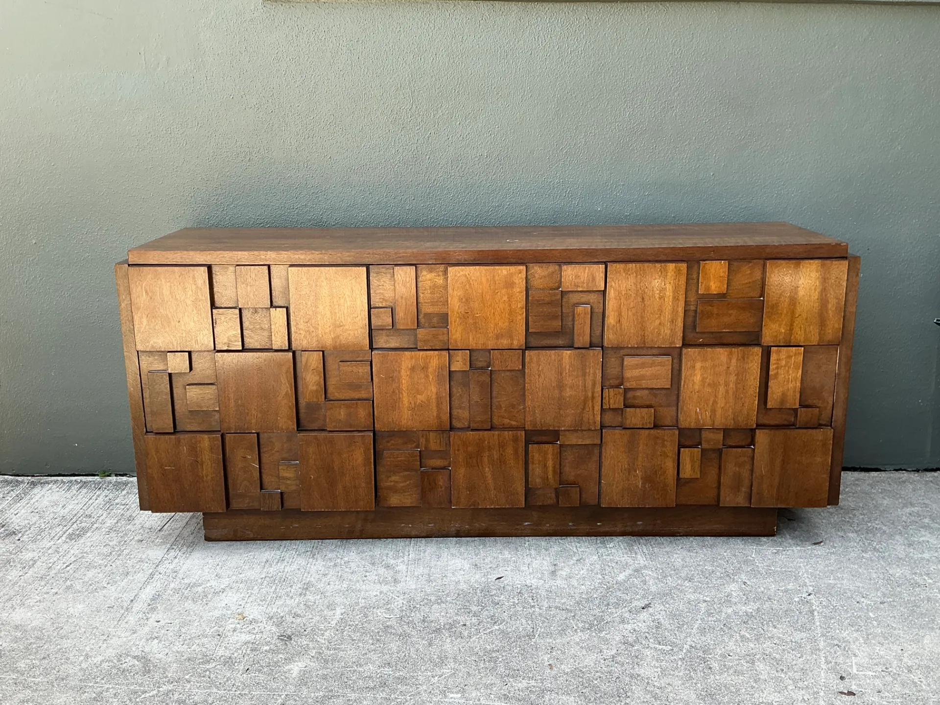 Vintage Lane Brutalist “Mosaics” Geometric Wood Credenza — additional photo 6