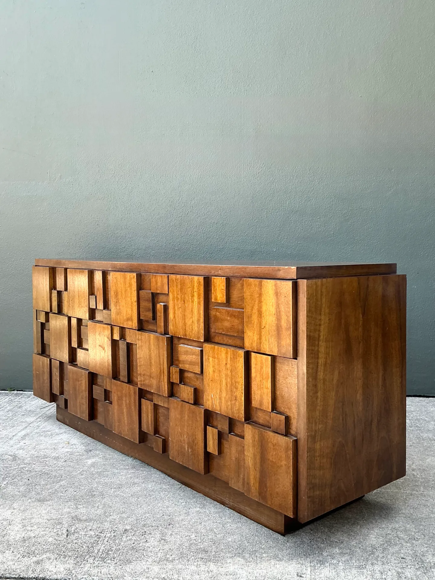 Vintage Lane Brutalist “Mosaics” Geometric Wood Credenza — additional photo 8