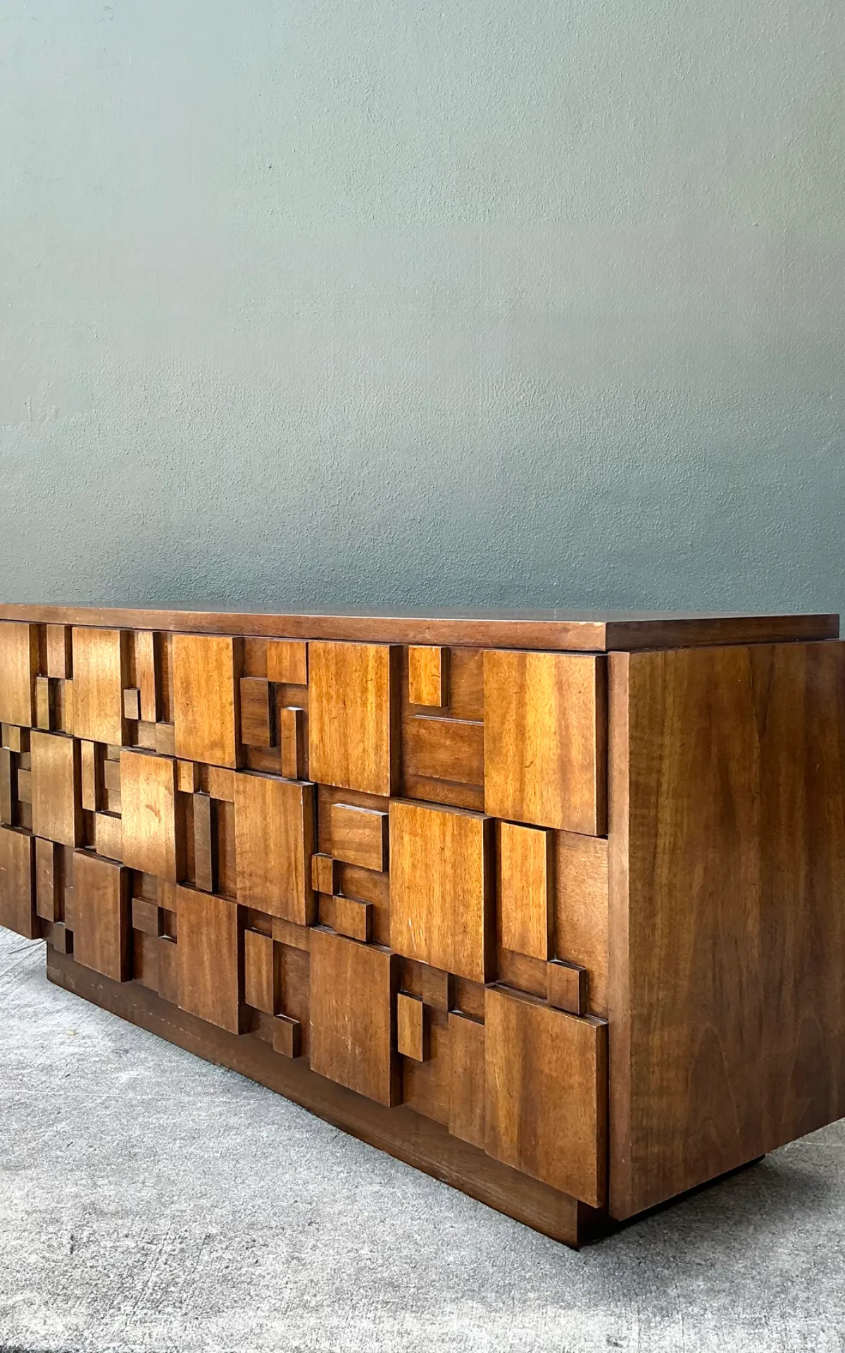 Vintage Lane Brutalist “Mosaics” Geometric Wood Credenza — additional photo 8