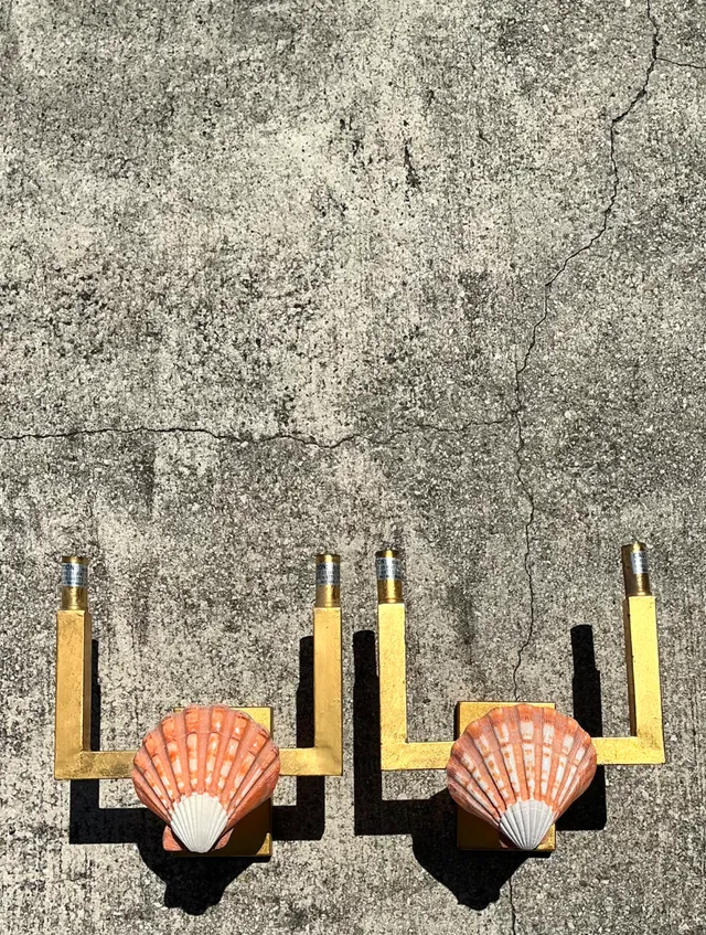 Vintage Shell and Metal Wall Sconces — additional photo 5