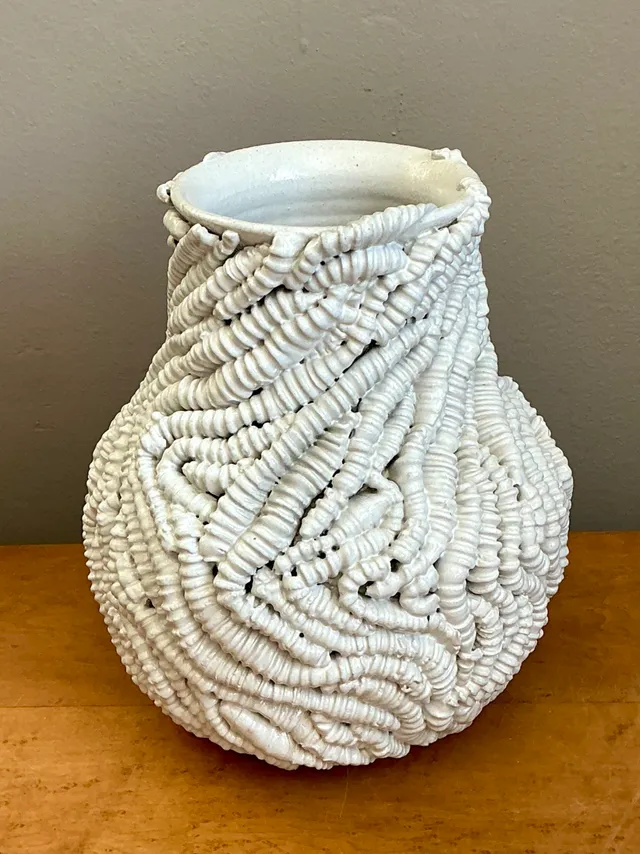 Handcrafted Kass O’Brien Textured Ceramic Vase — additional photo 5