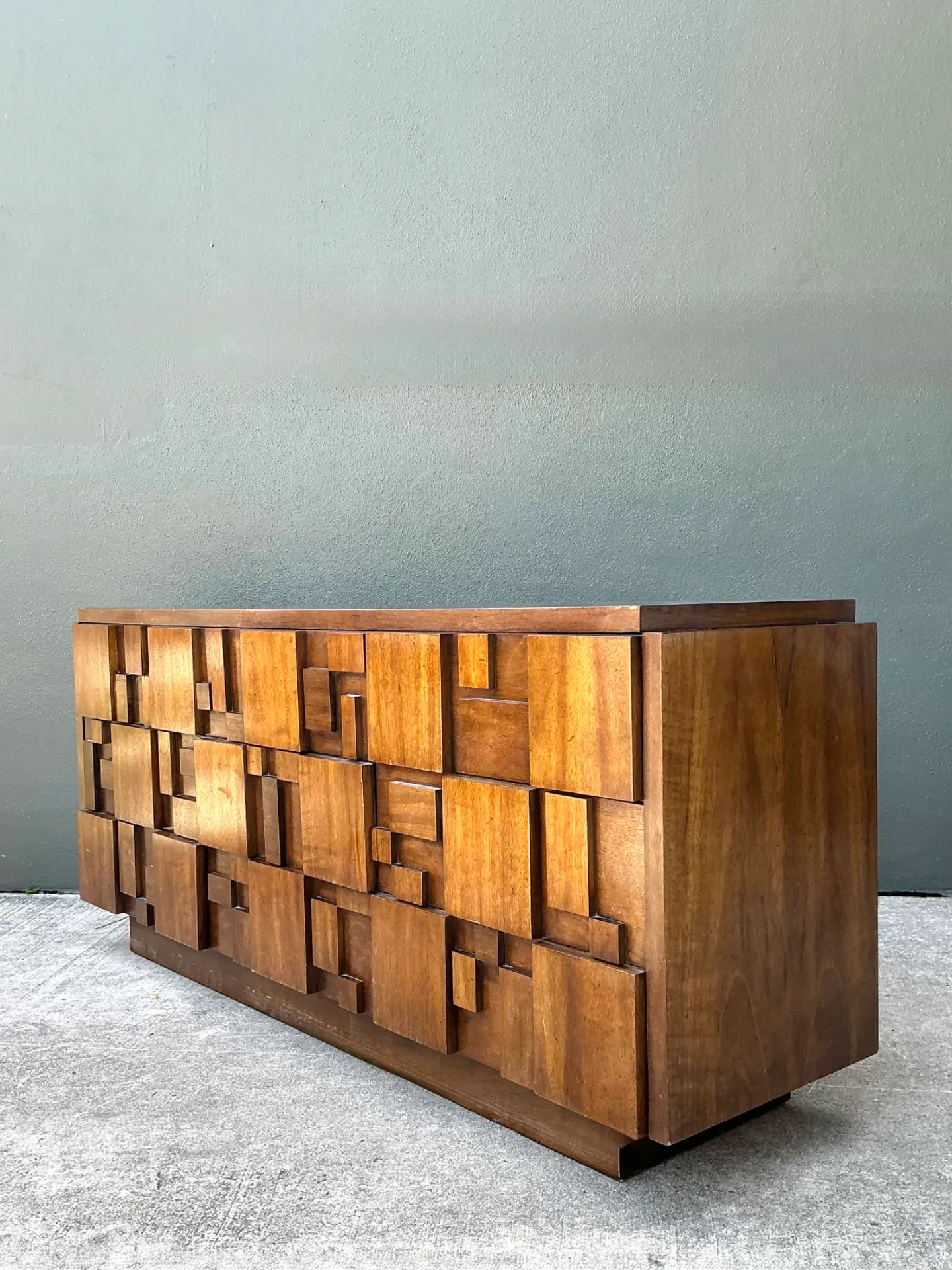 Vintage Lane Brutalist “Mosaics” Geometric Wood Credenza — additional photo 2