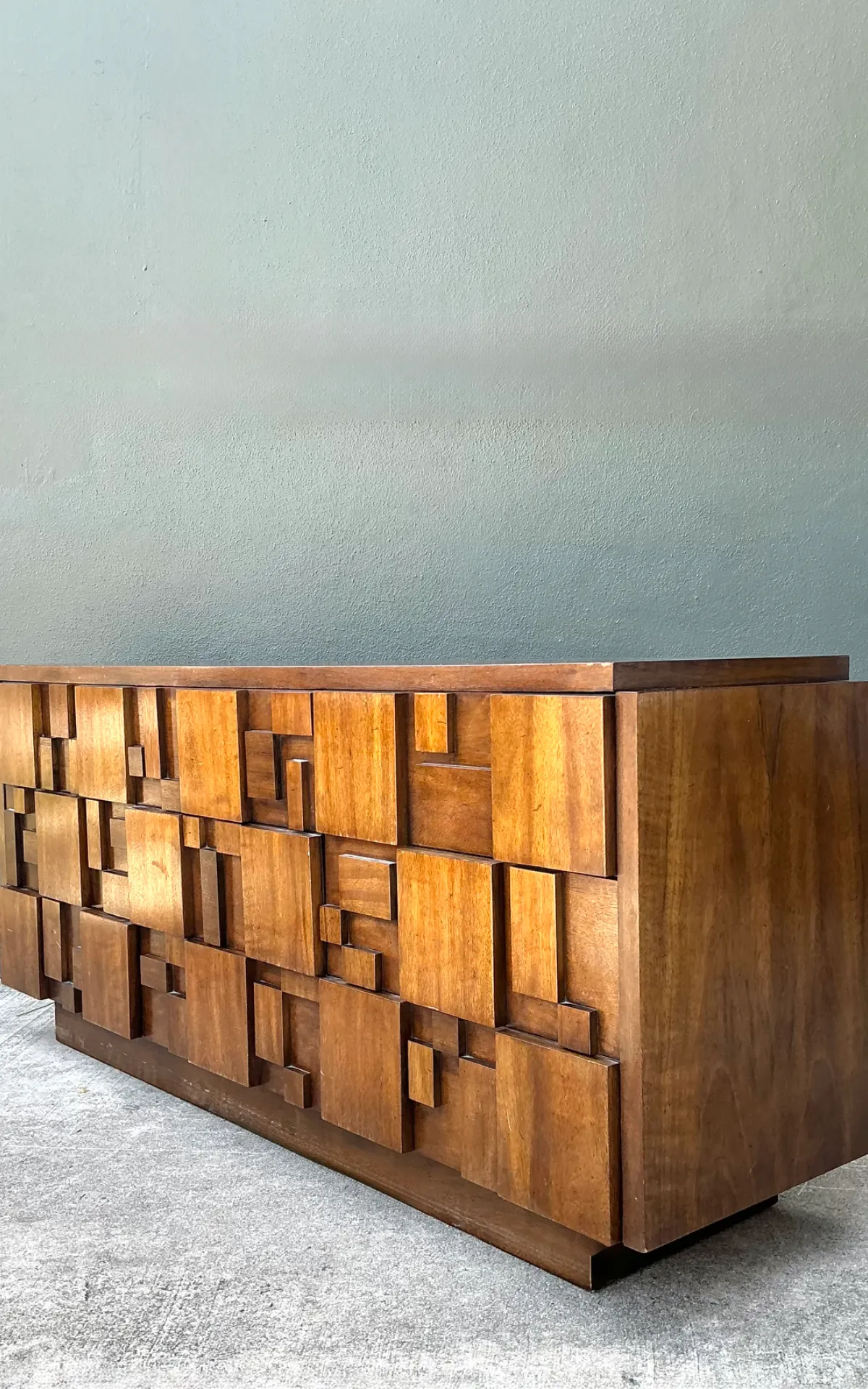 Vintage Lane Brutalist “Mosaics” Geometric Wood Credenza — additional photo 2