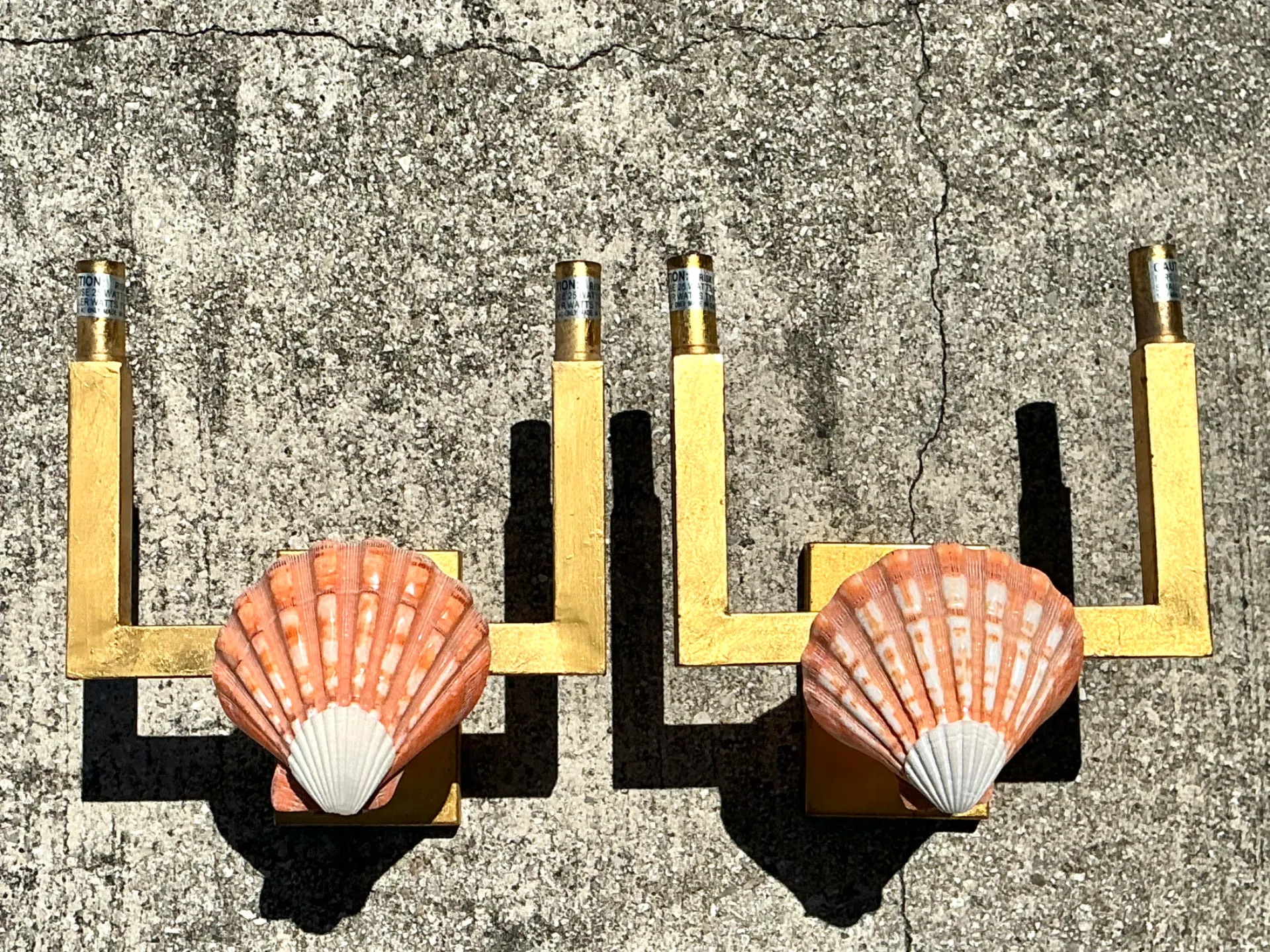Vintage Shell and Metal Wall Sconces — additional photo 4