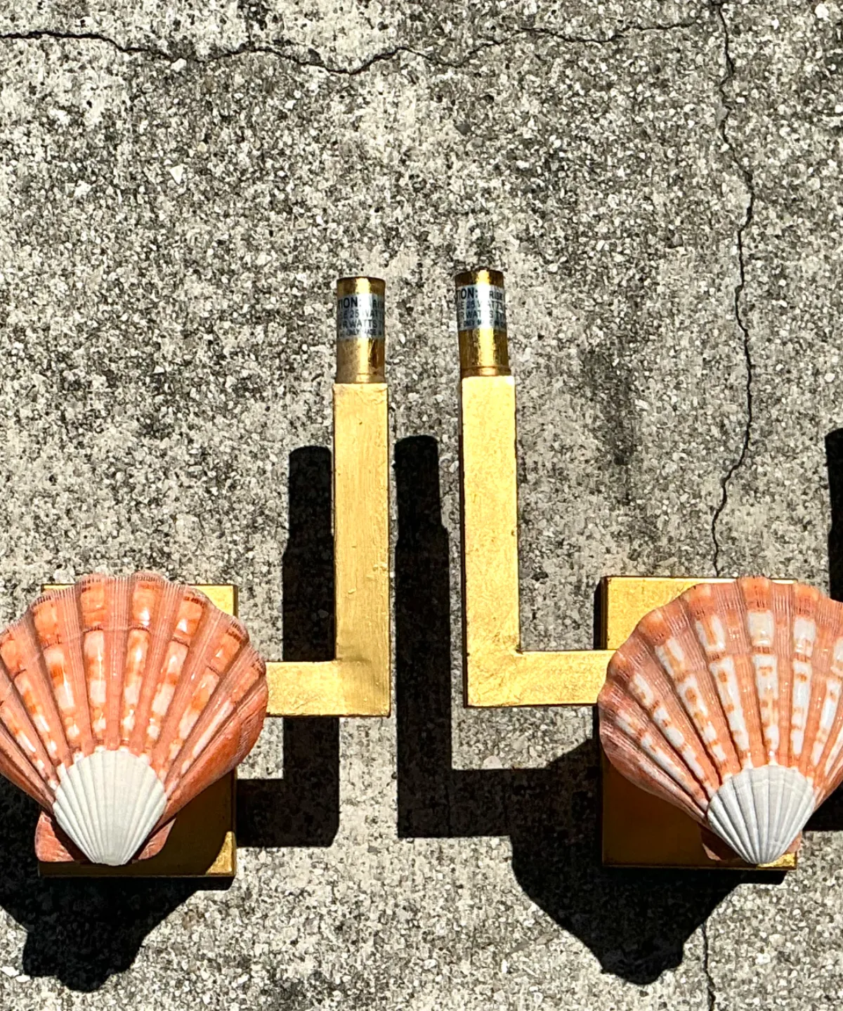 Vintage Shell and Metal Wall Sconces — additional photo 4