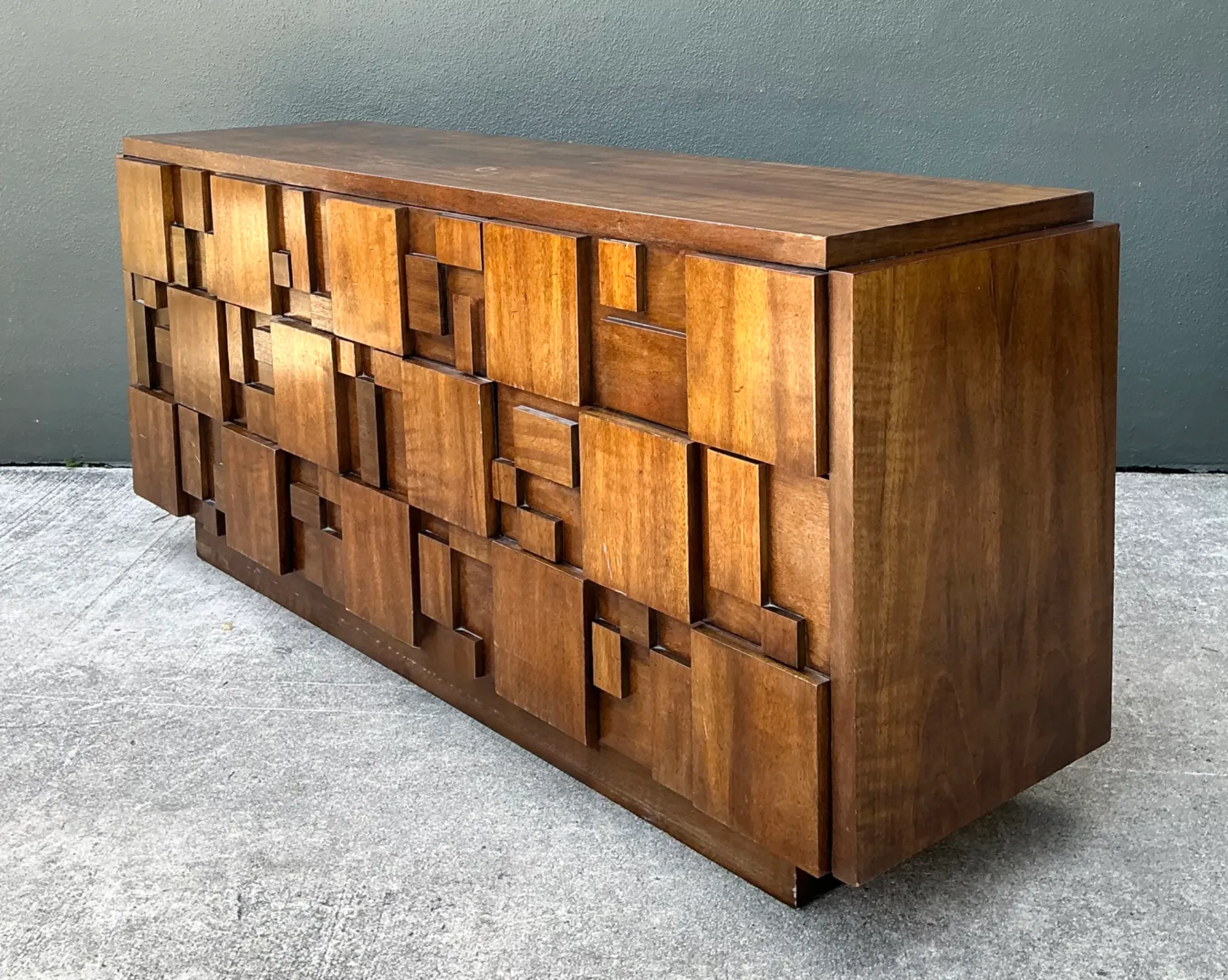 Vintage Lane Brutalist “Mosaics” Geometric Wood Credenza — additional photo 4