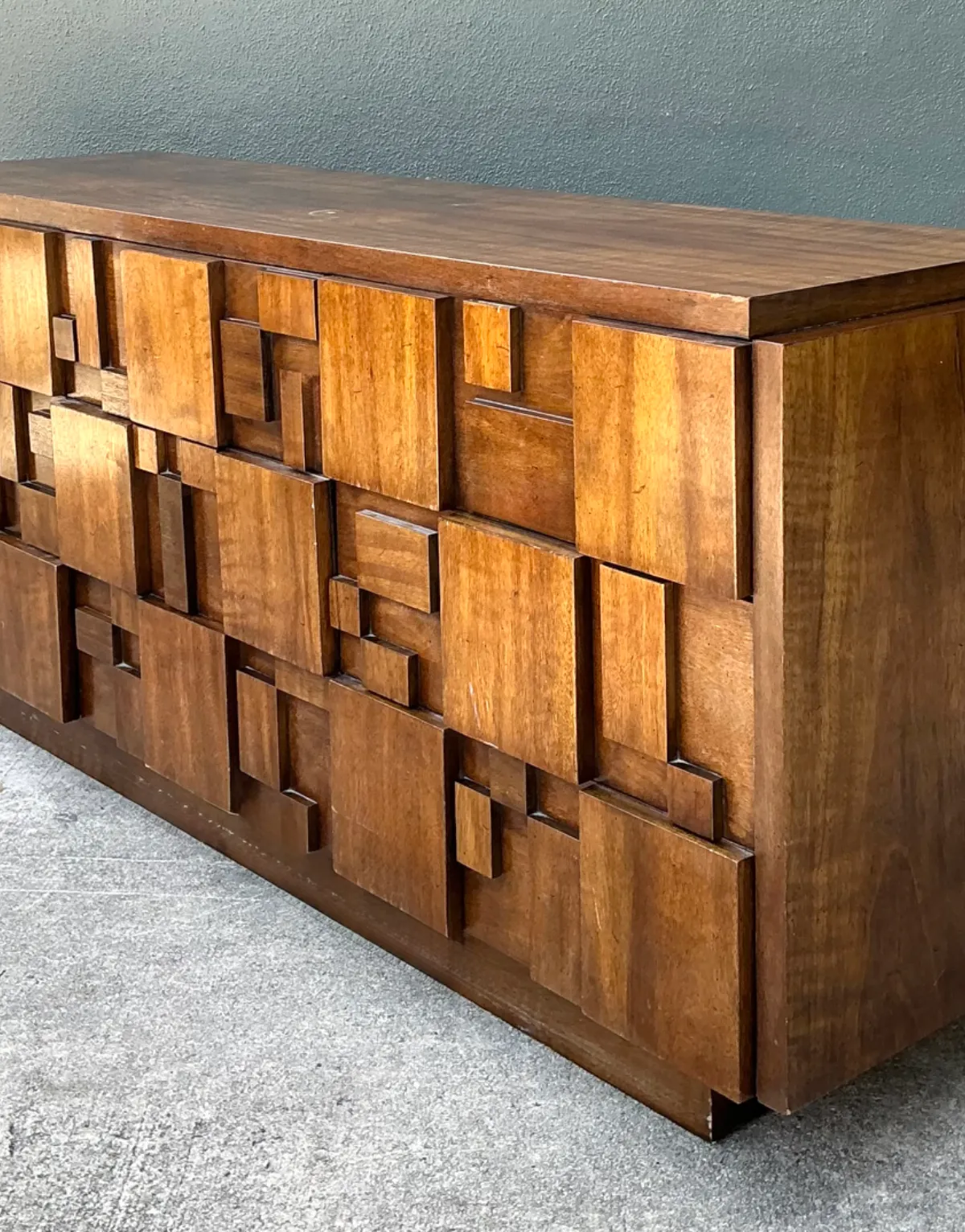 Vintage Lane Brutalist “Mosaics” Geometric Wood Credenza — additional photo 4
