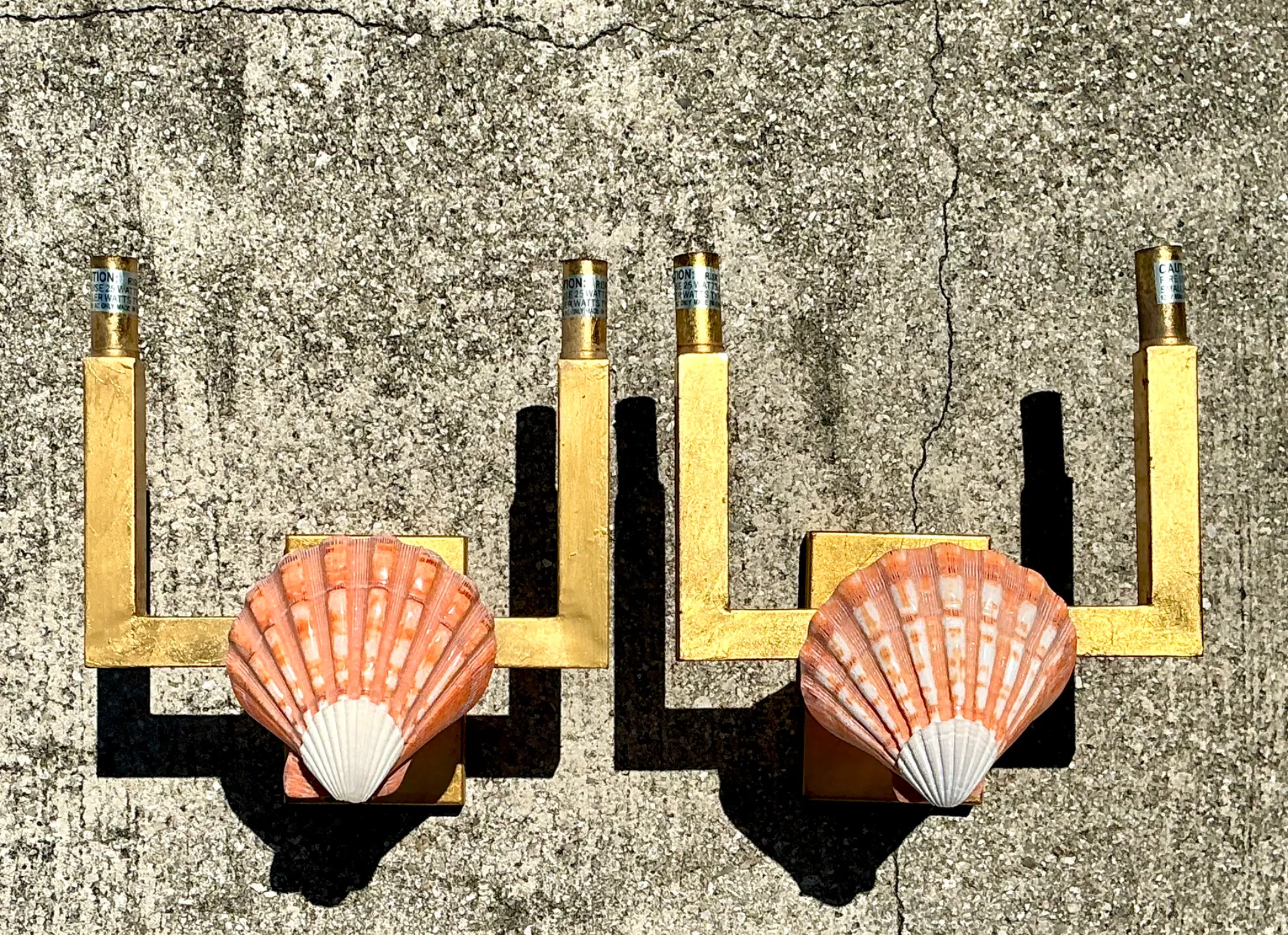 Vintage Shell and Metal Wall Sconces — additional photo 7