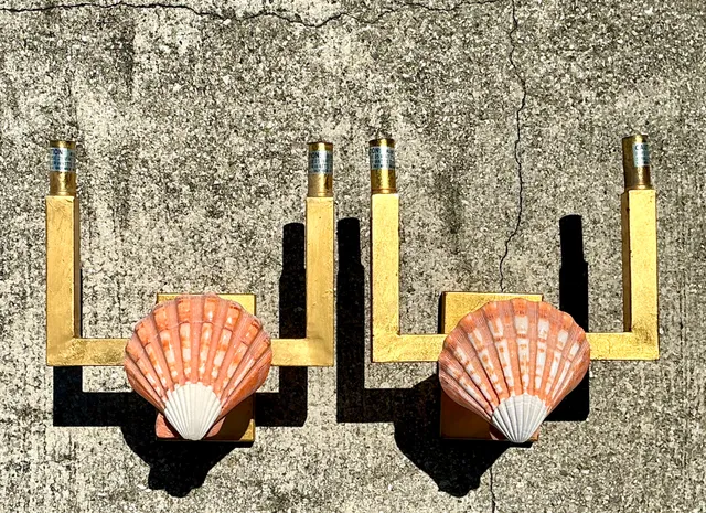 Vintage Shell and Metal Wall Sconces — additional photo 7