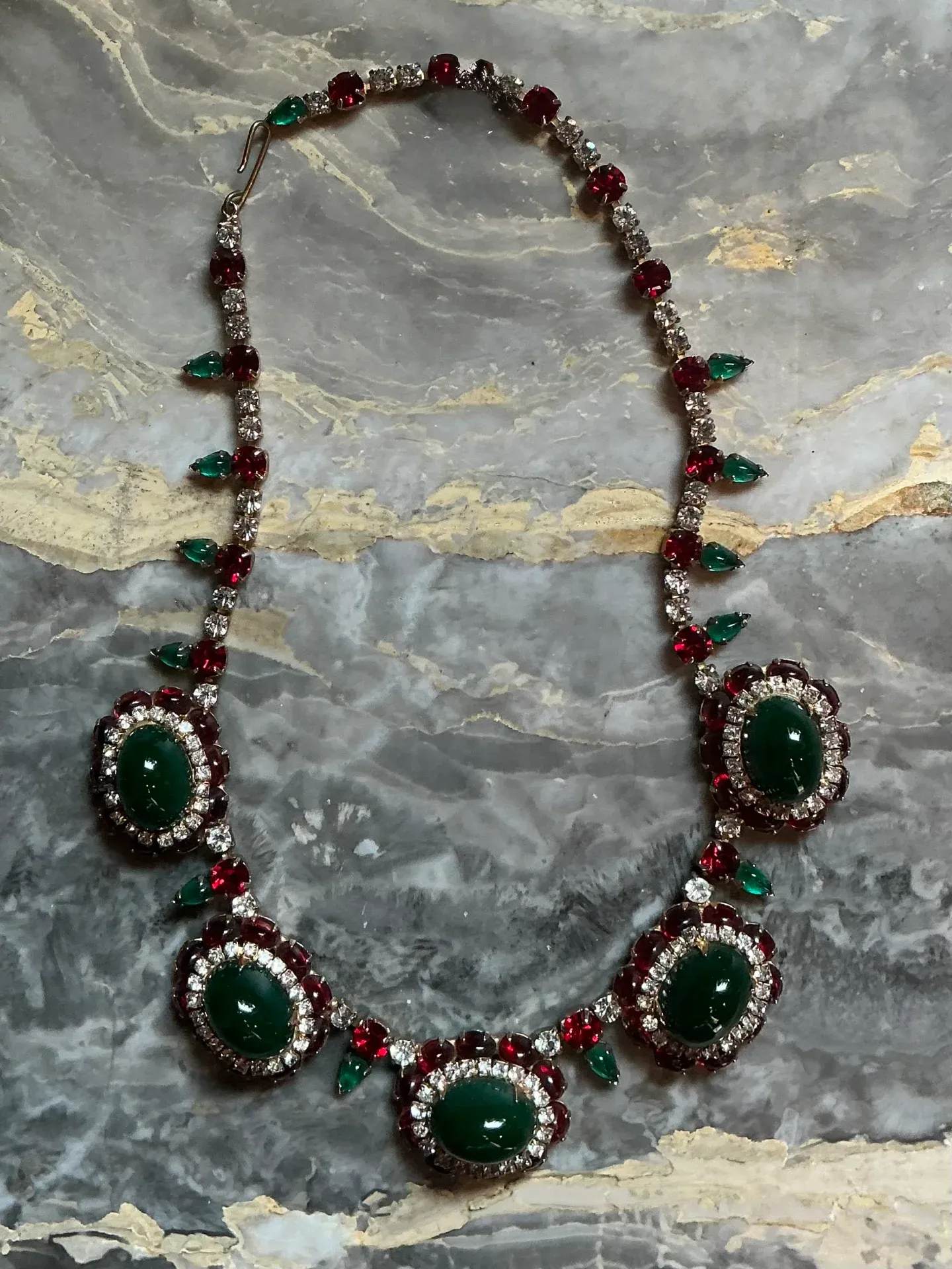 Vintage Red and Green Rhinestone Necklace — additional photo 1