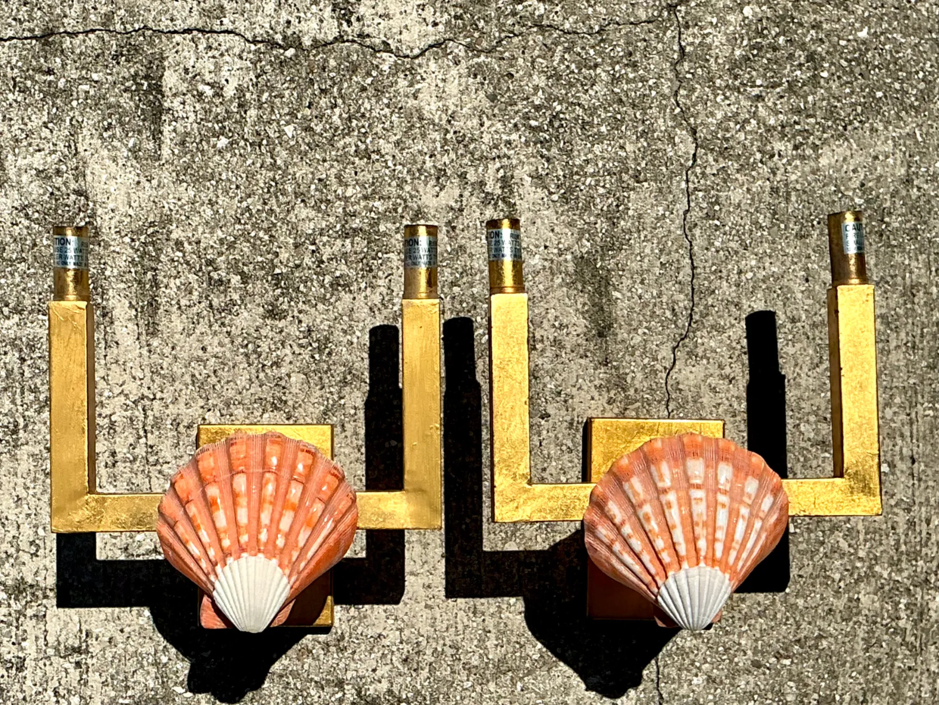 Vintage Shell and Metal Wall Sconces — additional photo 2