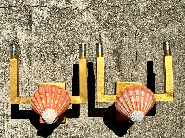 Vintage Shell and Metal Wall Sconces — additional photo 2