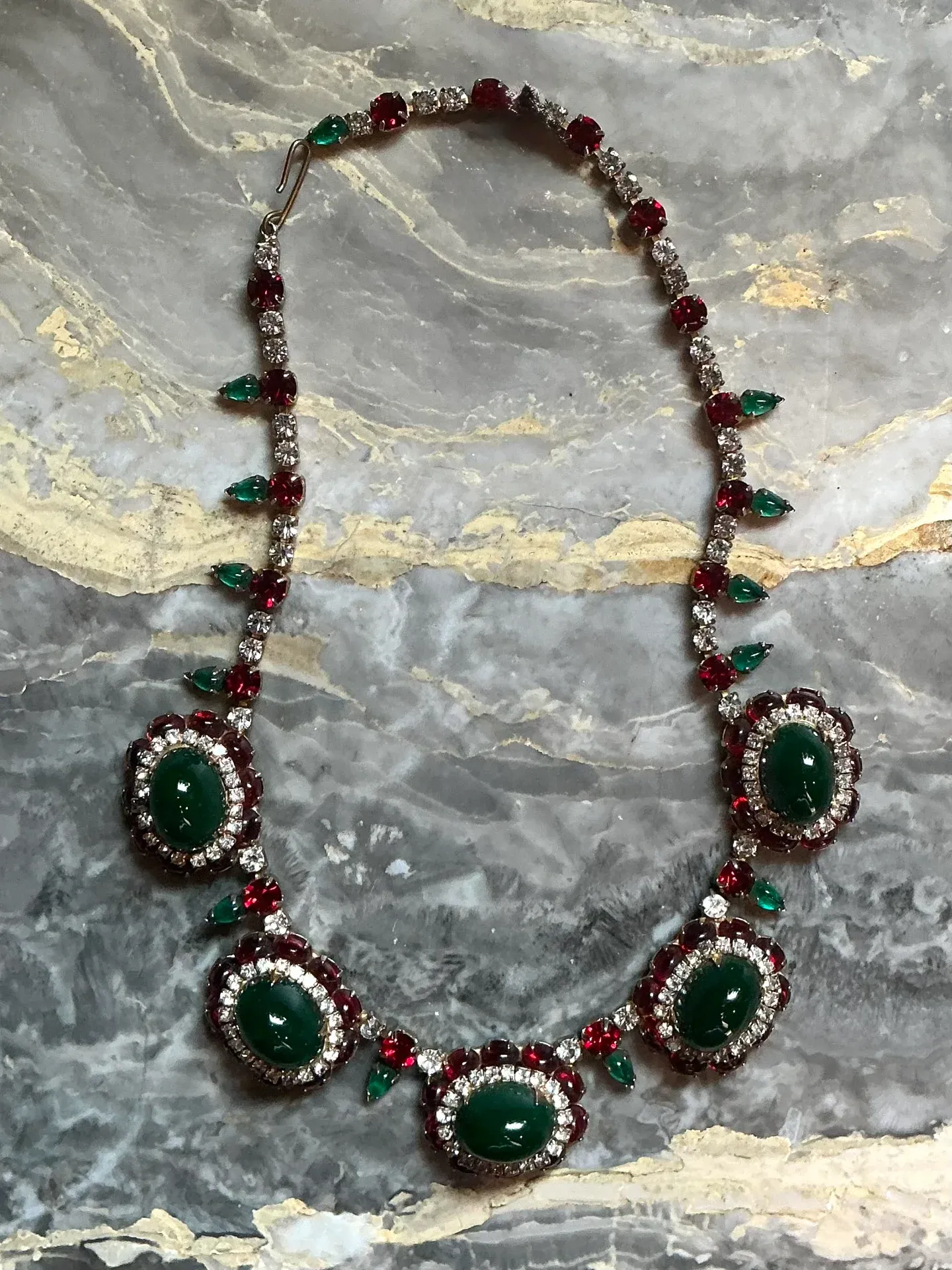 Vintage Red and Green Rhinestone Necklace — additional photo 3