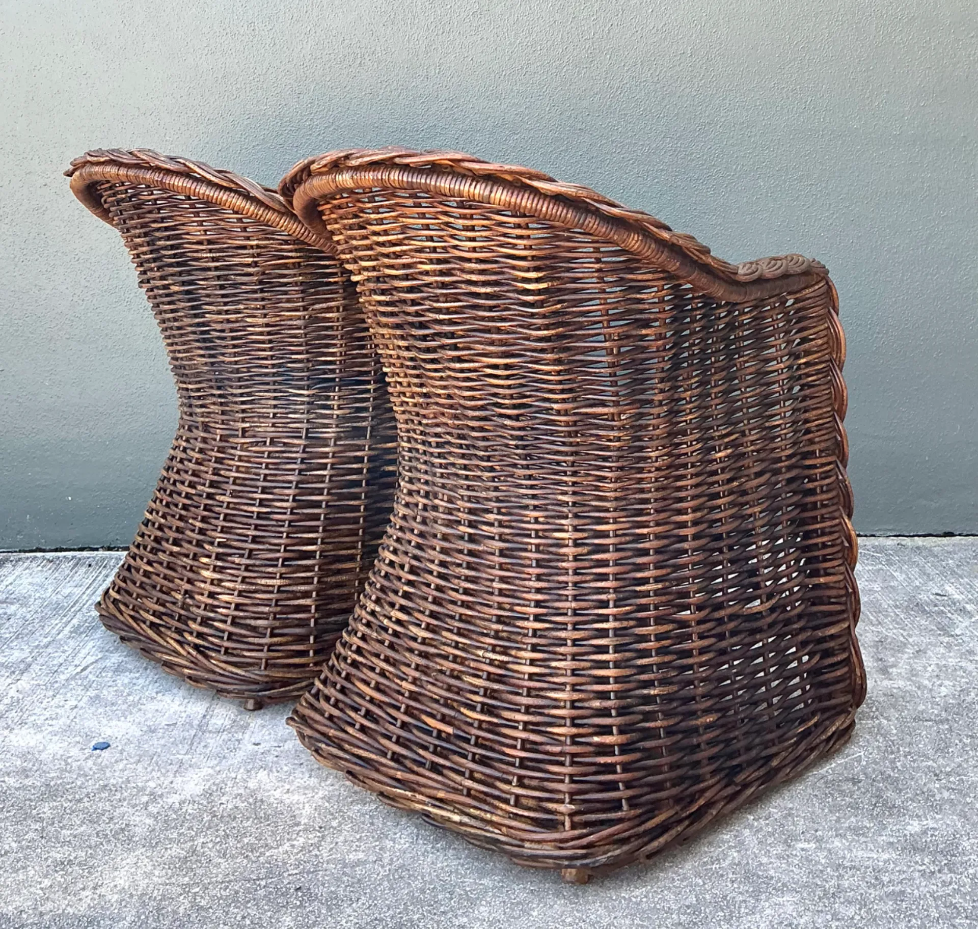 Vintage Woven Rattan Lounge Chairs - Pair — additional photo 6