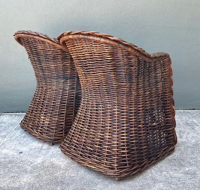 Vintage Woven Rattan Lounge Chairs - Pair — additional photo 6
