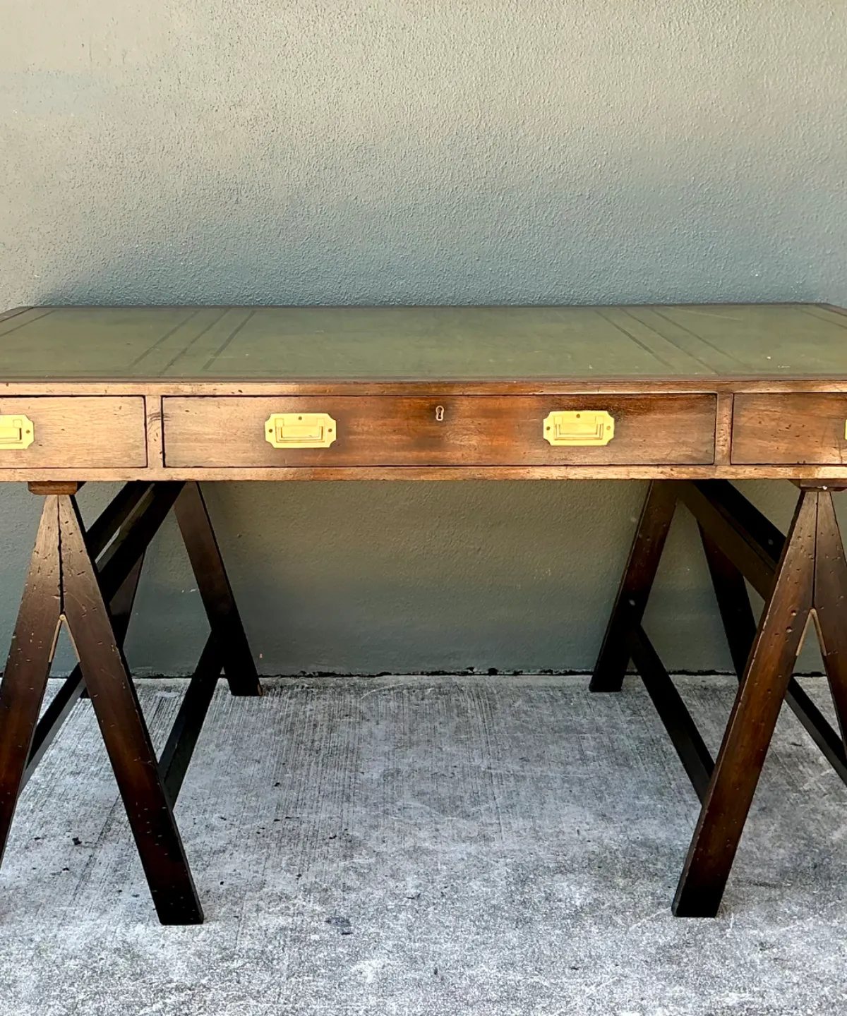 Vintage Wood and Leather Campaign Desk — additional photo 7